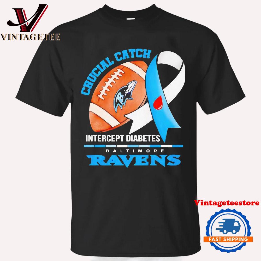Baltimore Ravens Crucial Catch Intercept Diabetes Vintage T-Shirt