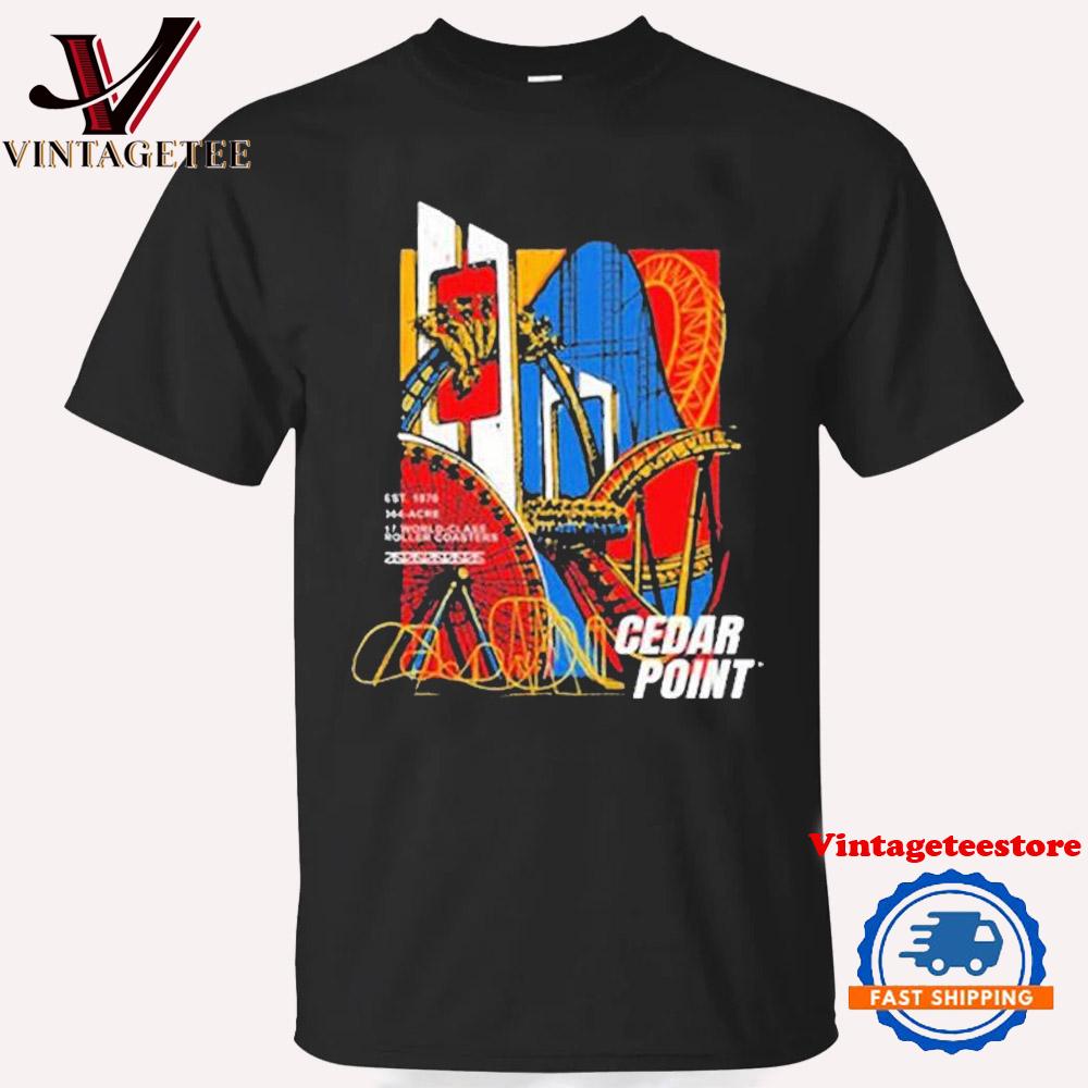 Cedar Point Coaster Stamp Collage Vintage T Shirt