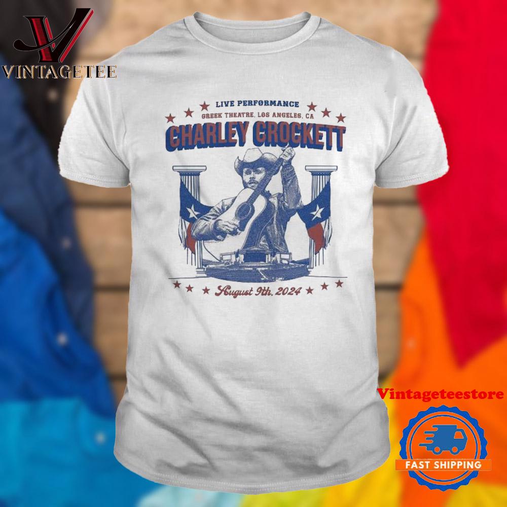Charley Crockett Live Performance Greek Theatre Los Angeles CA August 9th 2024 Vintage T Shirt