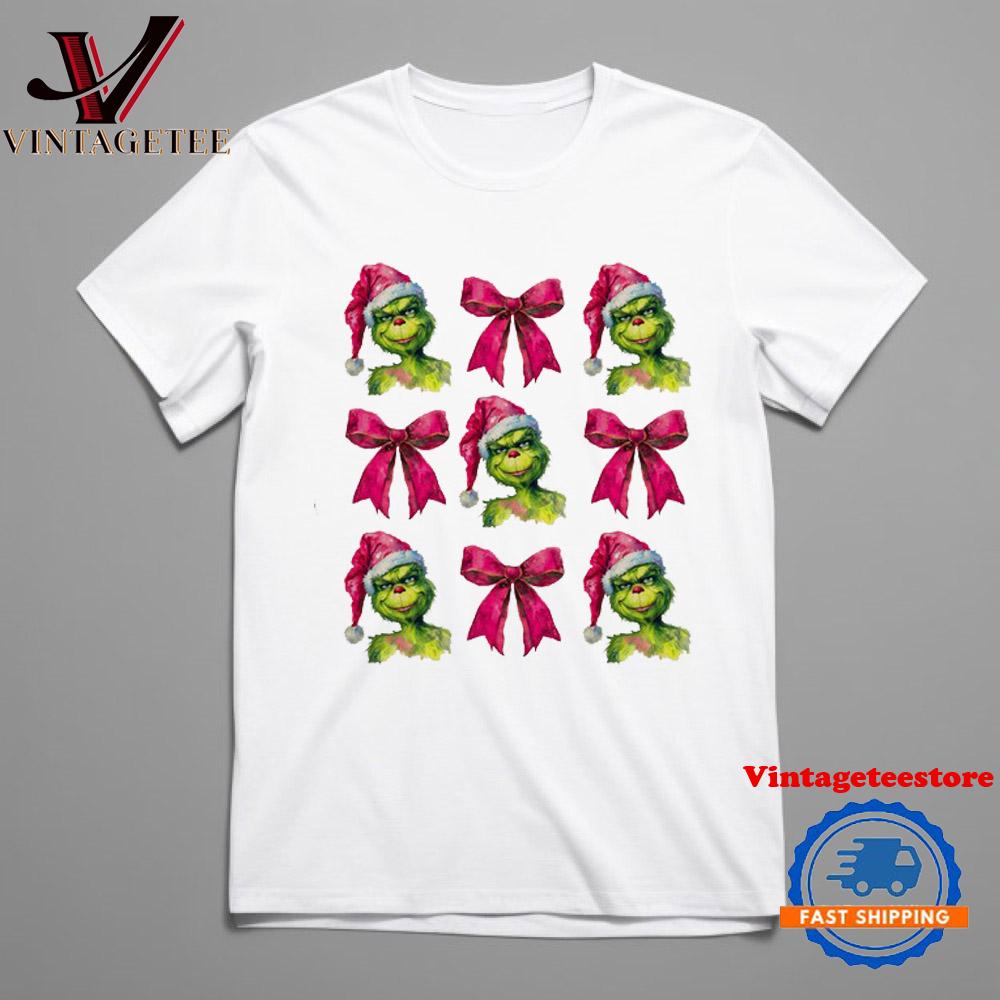 Christmas Coquette Bow Grinch T Shirt