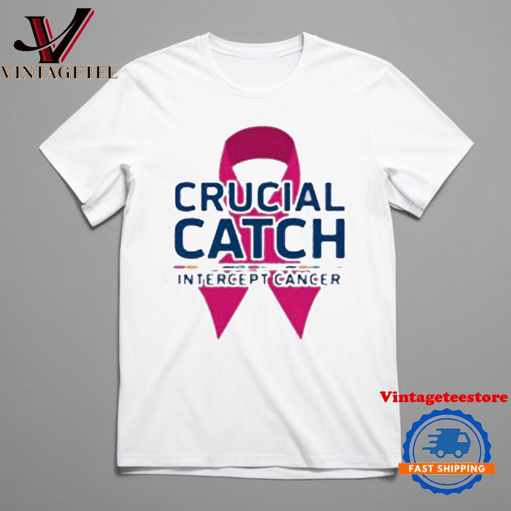 Crucial Catch Intercept Cancer Pink Ribbon Vintage T Shirt