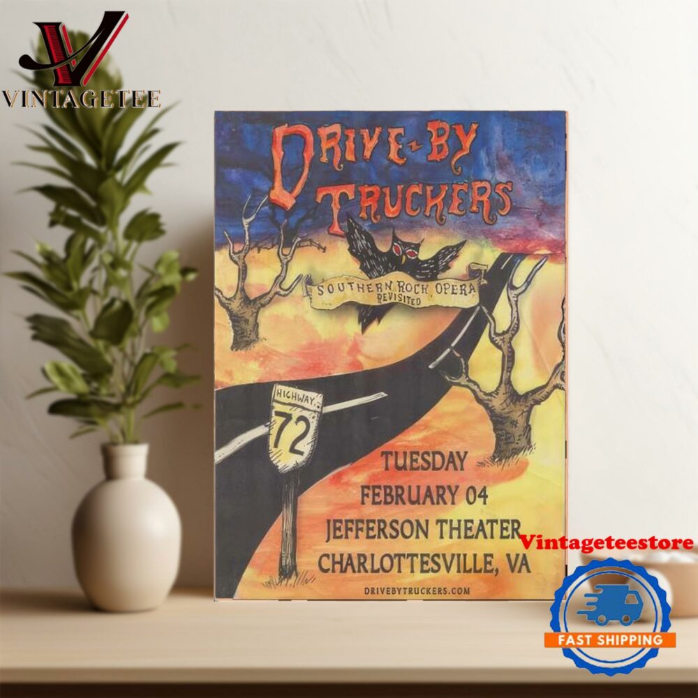 Drive-By Truckers Charlottesville VA February 4 2025 Tour Poster Canvas Art
