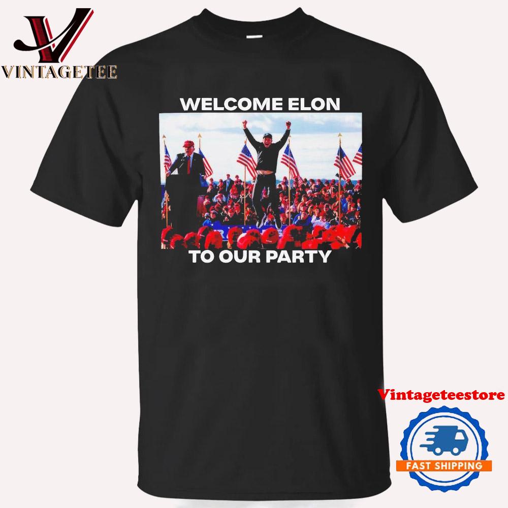 Elon Musk and Trump Elon Jumping at Rally Welcome Elon Political Vintage T-Shirt