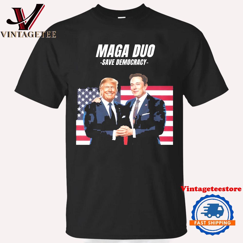 Elon Musk Supports Trump to Save Democracy Dark Maga Rally Vintage T-Shirt