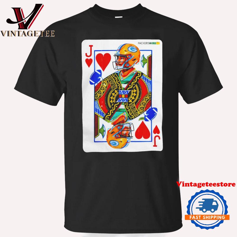 Green Bay Packers Jordan Love 10 of Hearts Playing Cards Vintage T Shirt