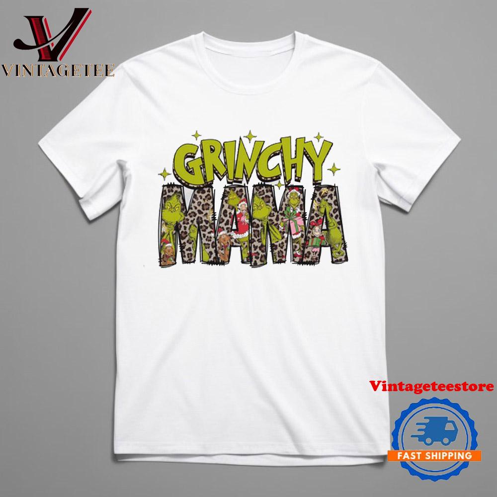 Grinchy Mama Leopard Christmas T Shirt