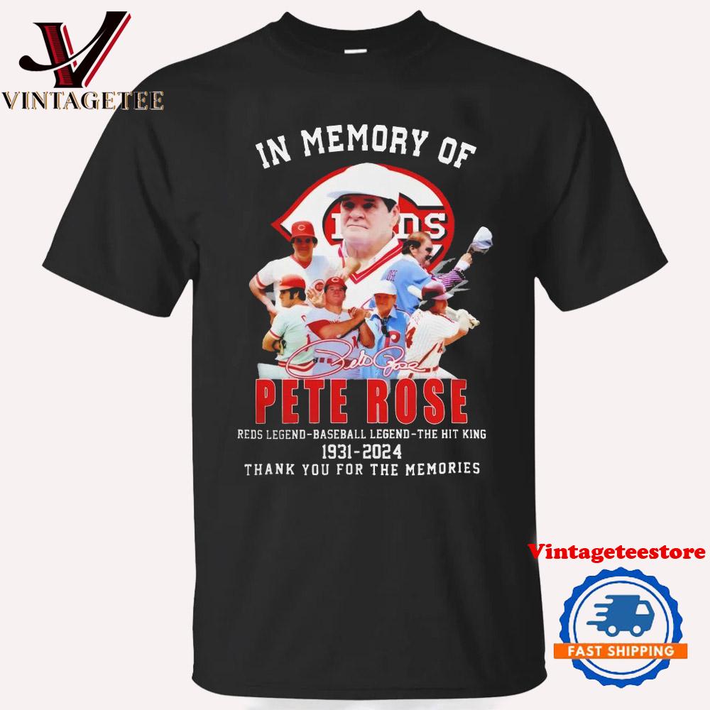 In Memory of Pete Rose Cincinnati Reds 1931-2024 Thank You for the Music and Memories Vintage T Shirt