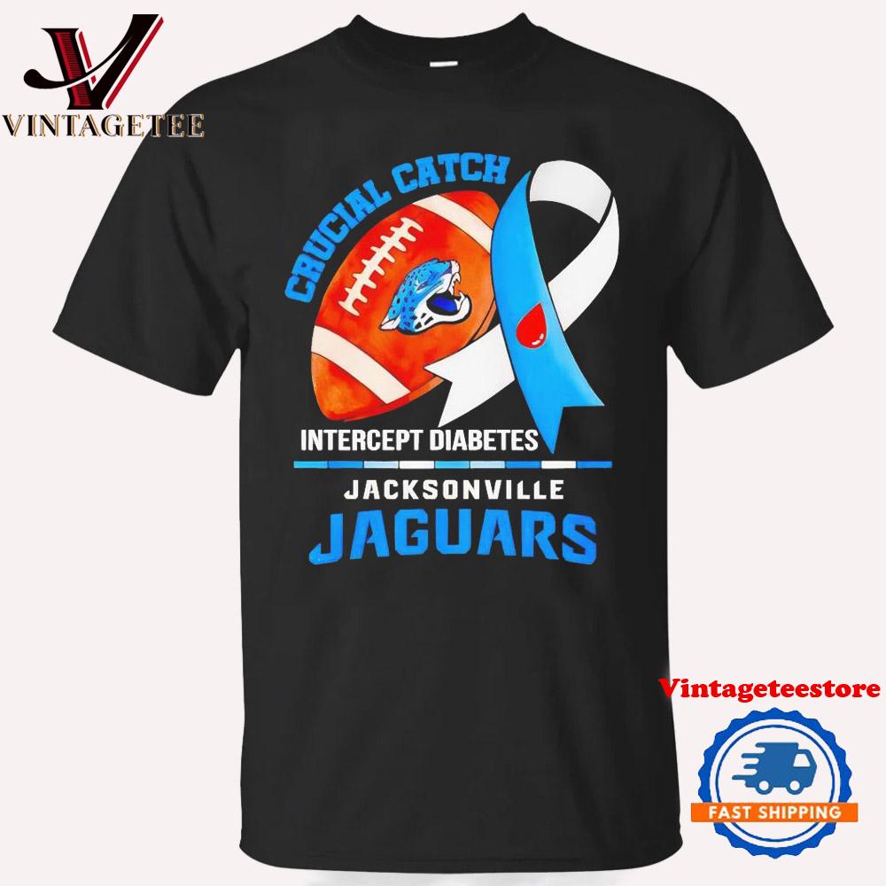 Jacksonville Jaguars Crucial Catch Intercept Diabetes Vintage T-Shirt
