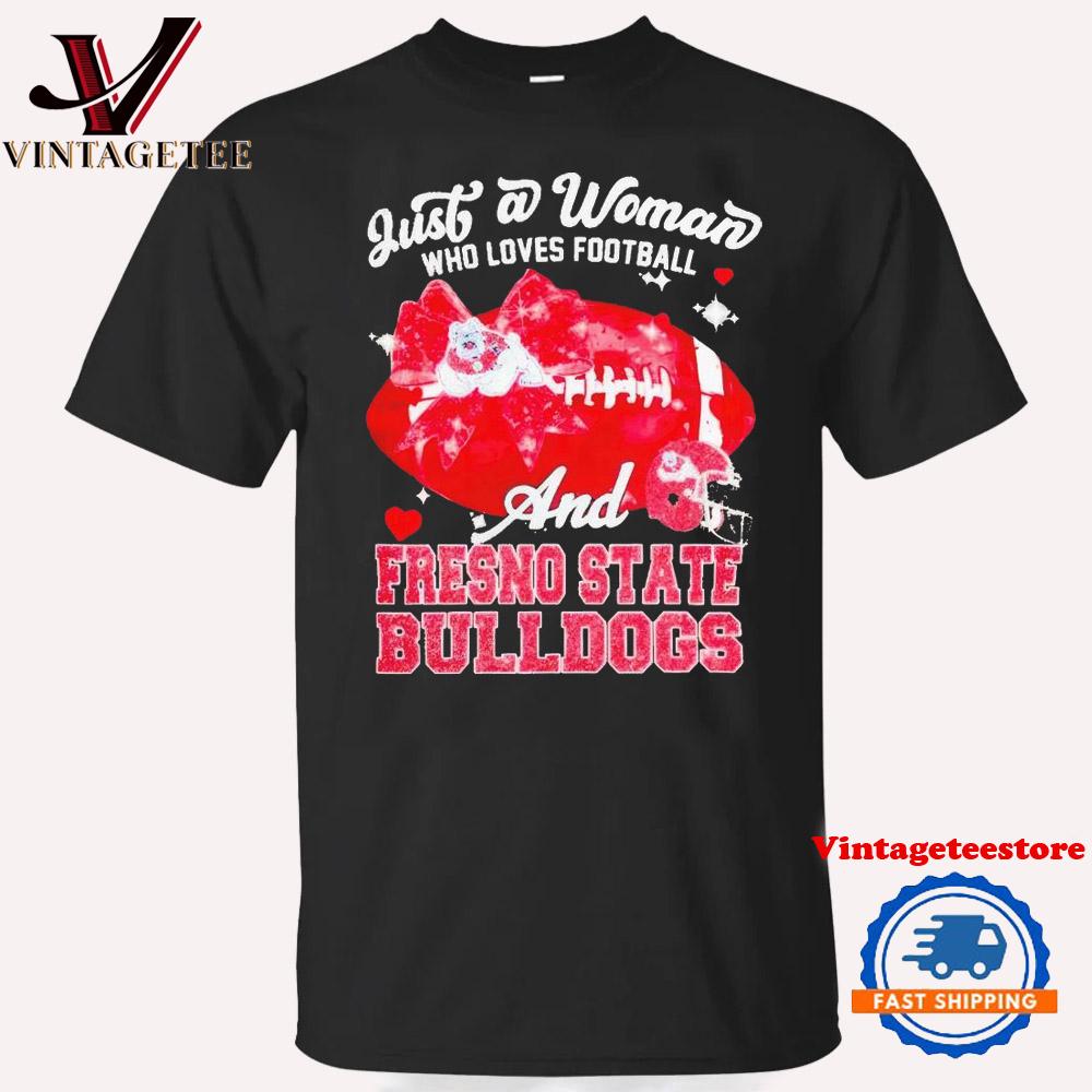 Just a Woman Who Loves Football and Fresno State Bulldogs Helmet Vintage T-Shirt