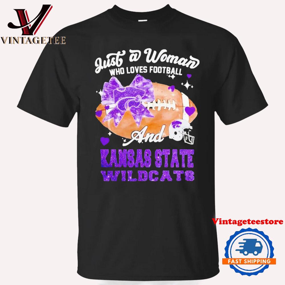 Just a Woman Who Loves Football and Kansas State Wildcats Helmet Vintage T-Shirt