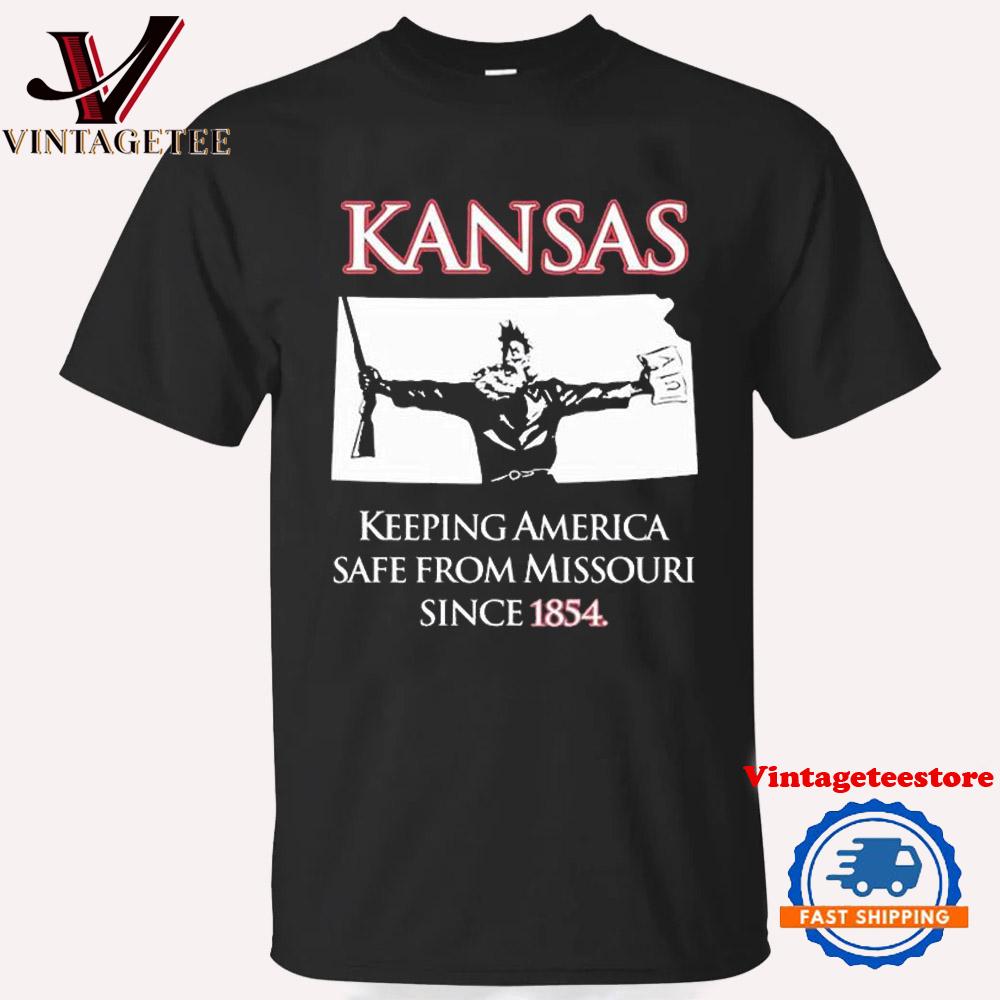 Kansas Keeping America Safe From Missouri Since 1854 Vintage T Shirt