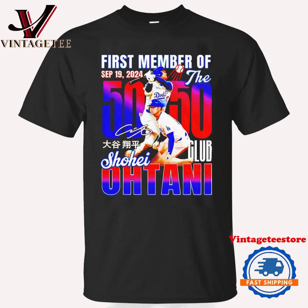 Los Angeles Dodgers First Member Of The 50 50 Club Shohei Ohtani Vintage T-Shirt Los Angeles Dodgers First Member Of The 50 50 Club Shohei Ohtani Vintage T-Shirt