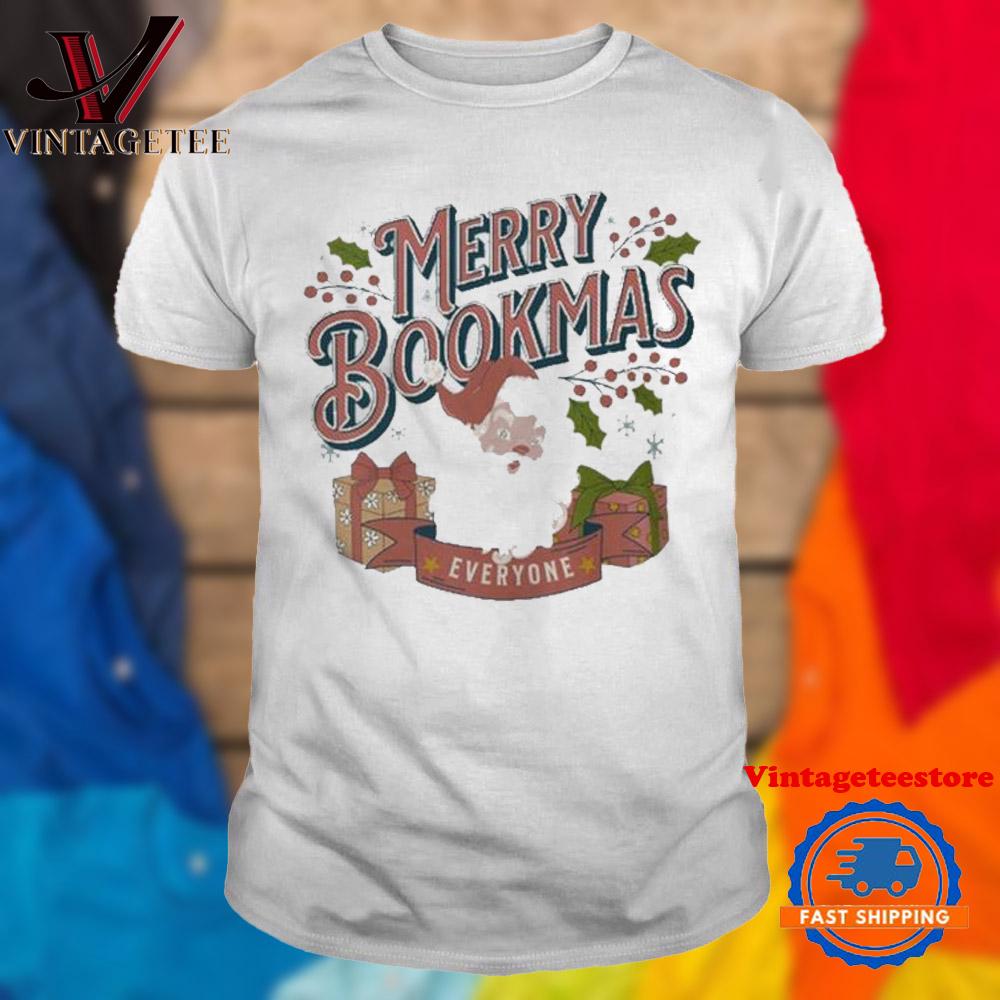 Merry Bookmas Everyone Christmas Santa Vintage T Shirt