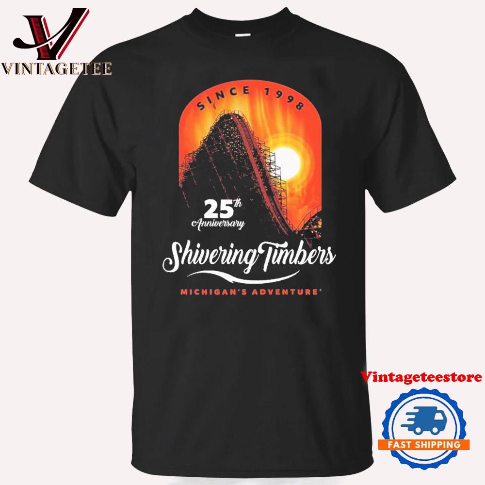 Michigan’s Adventure Shivering Timbers 25th Anniversary Since 1998 Vintage T Shirt