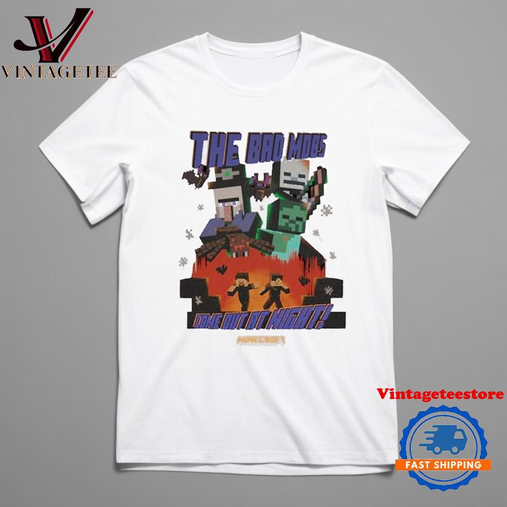 Minecraft The Bad Mobs Come Out At Night New Vintage T-Shirt