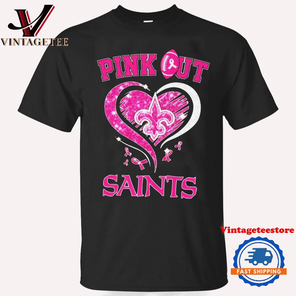 New Orleans Saints Nfl 2024 Breast Cancer Pink Out Vintage T Shirt