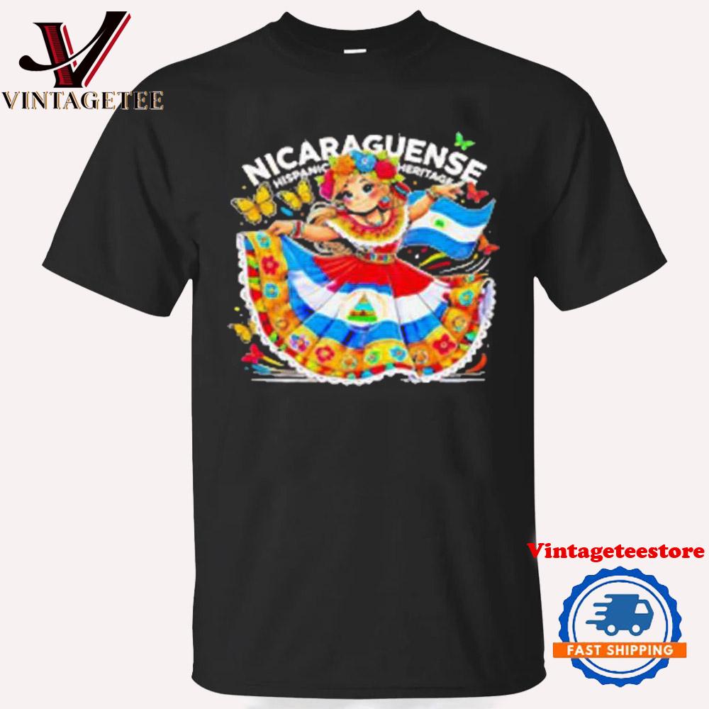 Nicaragua Hispanic Heritage Month Celebration Cartoon Vintage T Shirt
