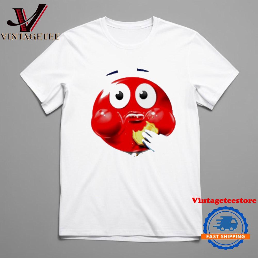 Red Emoji Eating Cookie Meme Vintage T-Shirt