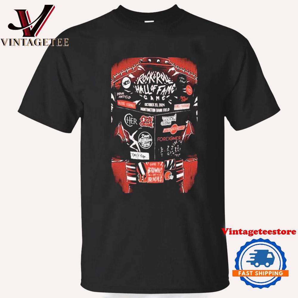 Rock & Roll Hall Of Fame Game Oct 20, 2024 Browns vs. Bengals Game 7 Vintage T Shirt
