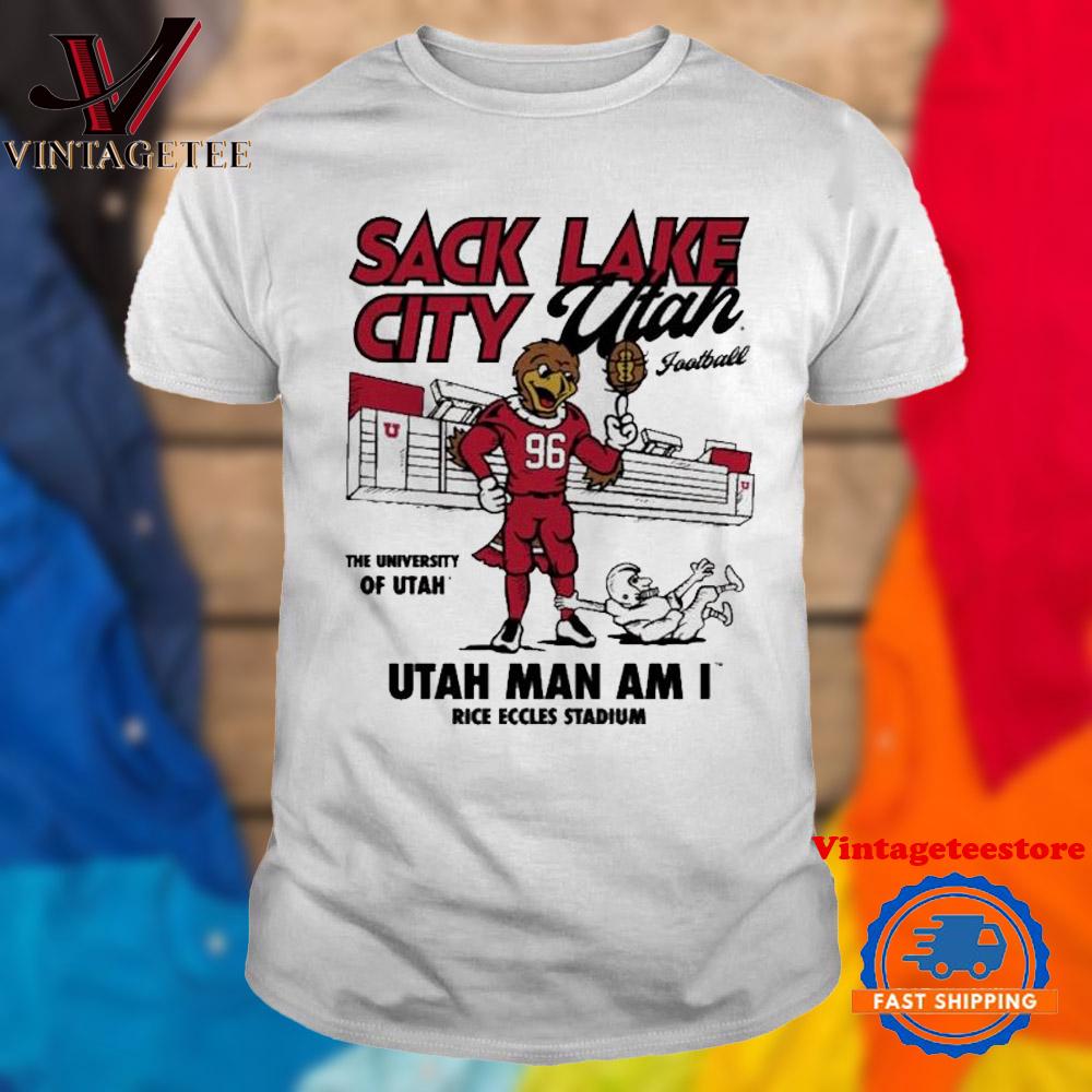 Sack Lake City The University Of Utah Utes Football Man Am I Rice Eccles Stadium Mascot Vintage T Shirt