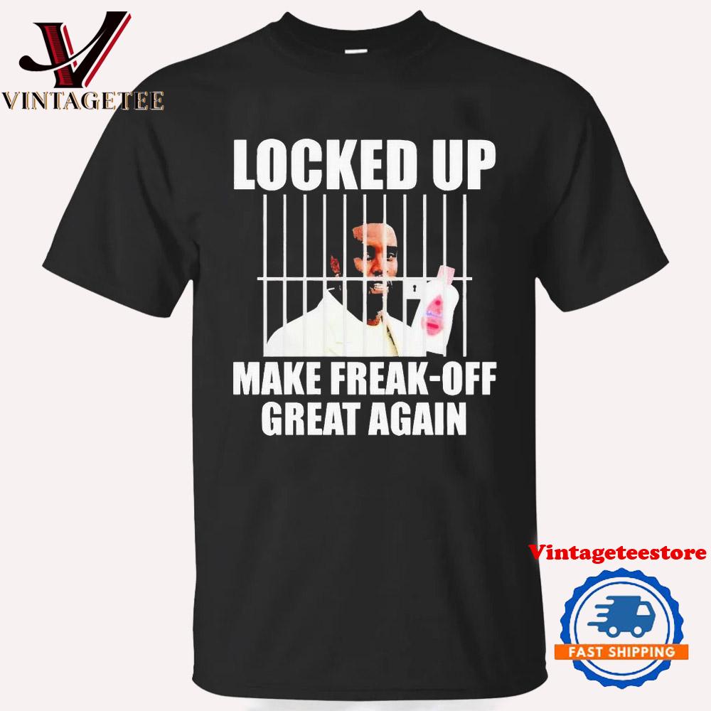 Sean P Diddy Locked Up Make Freakoff Great Again Baby Oil Vintage T Shirt