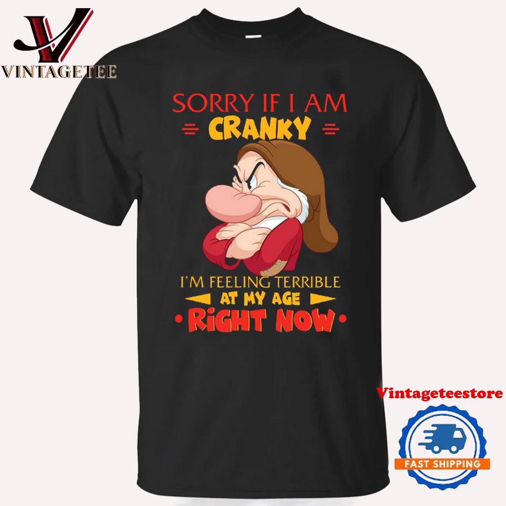 Sorry If I Am Cranky Grumpy Dwarf Movies Vintage T Shirt