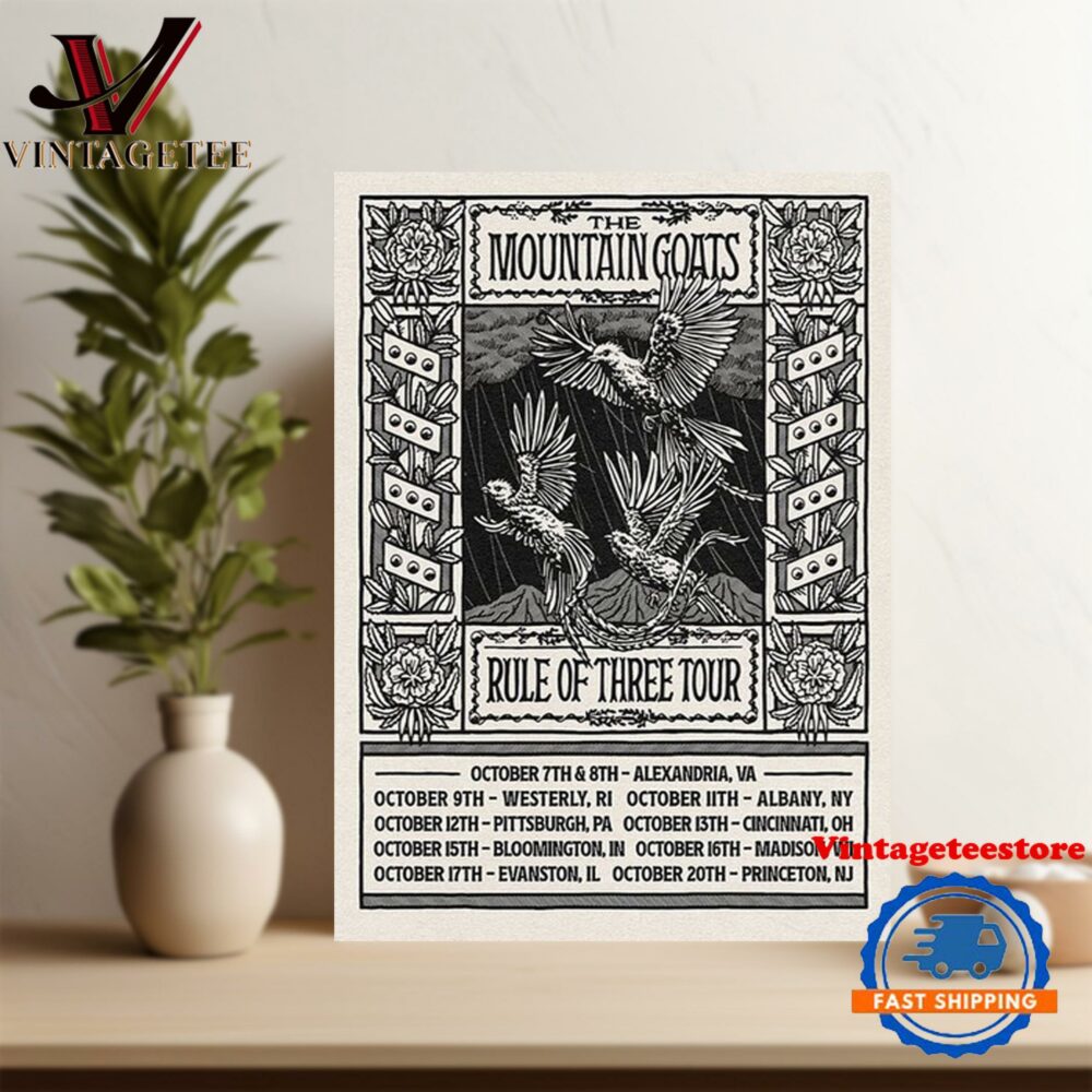 The Mountain Goats Rule Of Three Tour 2024 Poster Canvas Art