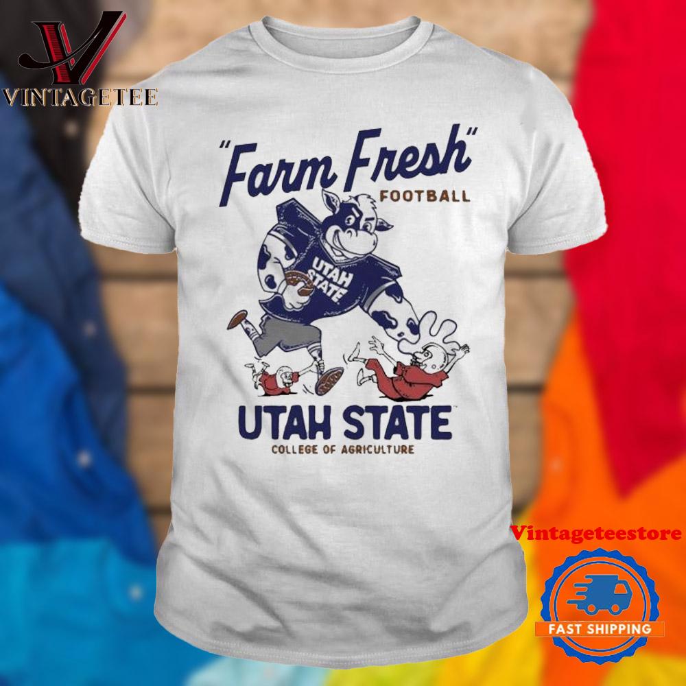 USU Farm Fresh Football Utah State College Of Agriculture Mascot Vintage T Shirt